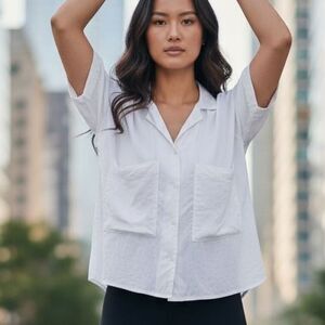 Zara White Button Down Shirt with Boxy Fit